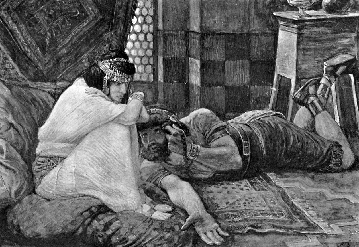 Simson offenbart Delila sein Geheimnis - Bibel von James Jacques Joseph (after) Tissot