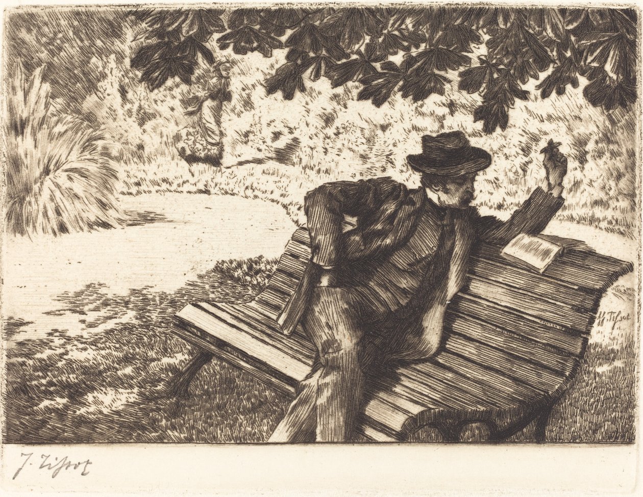Denoisel liest im Garten von James Jacques Joseph Tissot