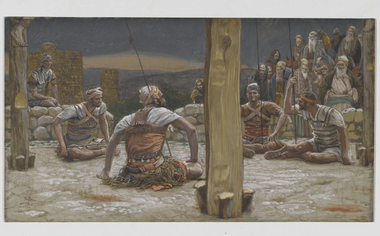 Die vier Wachen setzten sich und beobachteten ihn, Illustration aus Das Leben unseres Herrn Jesus Christus, 1886-94 von James Jacques Joseph Tissot