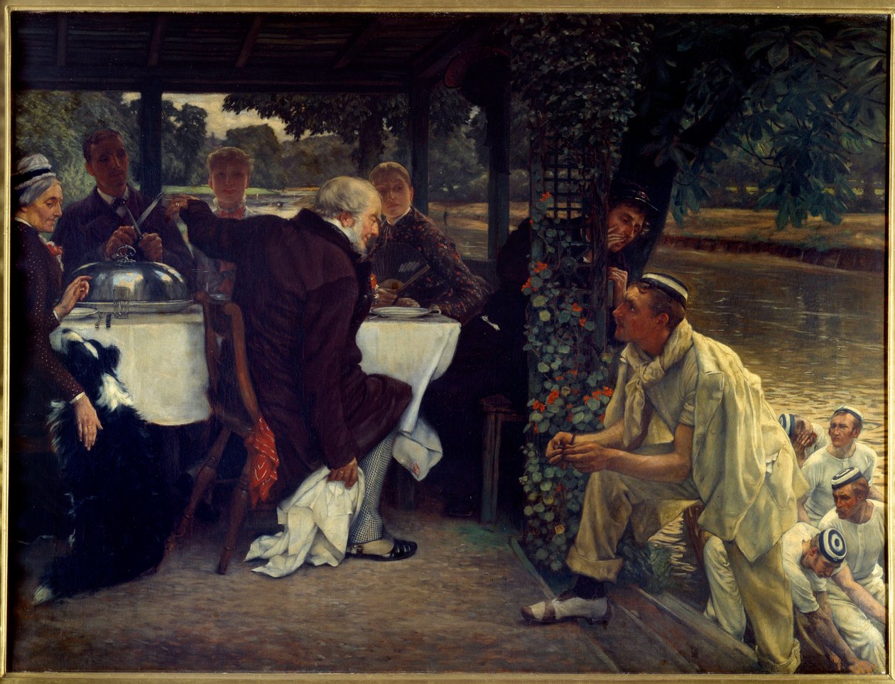 Die Rückkehr des verlorenen Sohnes: das gemästete Kalb Moderne Adaption des Gleichnisses vom verlorenen Kind, das zu seinem reuigen Vater zurückkehrt. Gemälde von Jacques Joseph Tissot (1836-1902) 1880 Nantes, Musée des Beaux von James Jacques Joseph Tissot