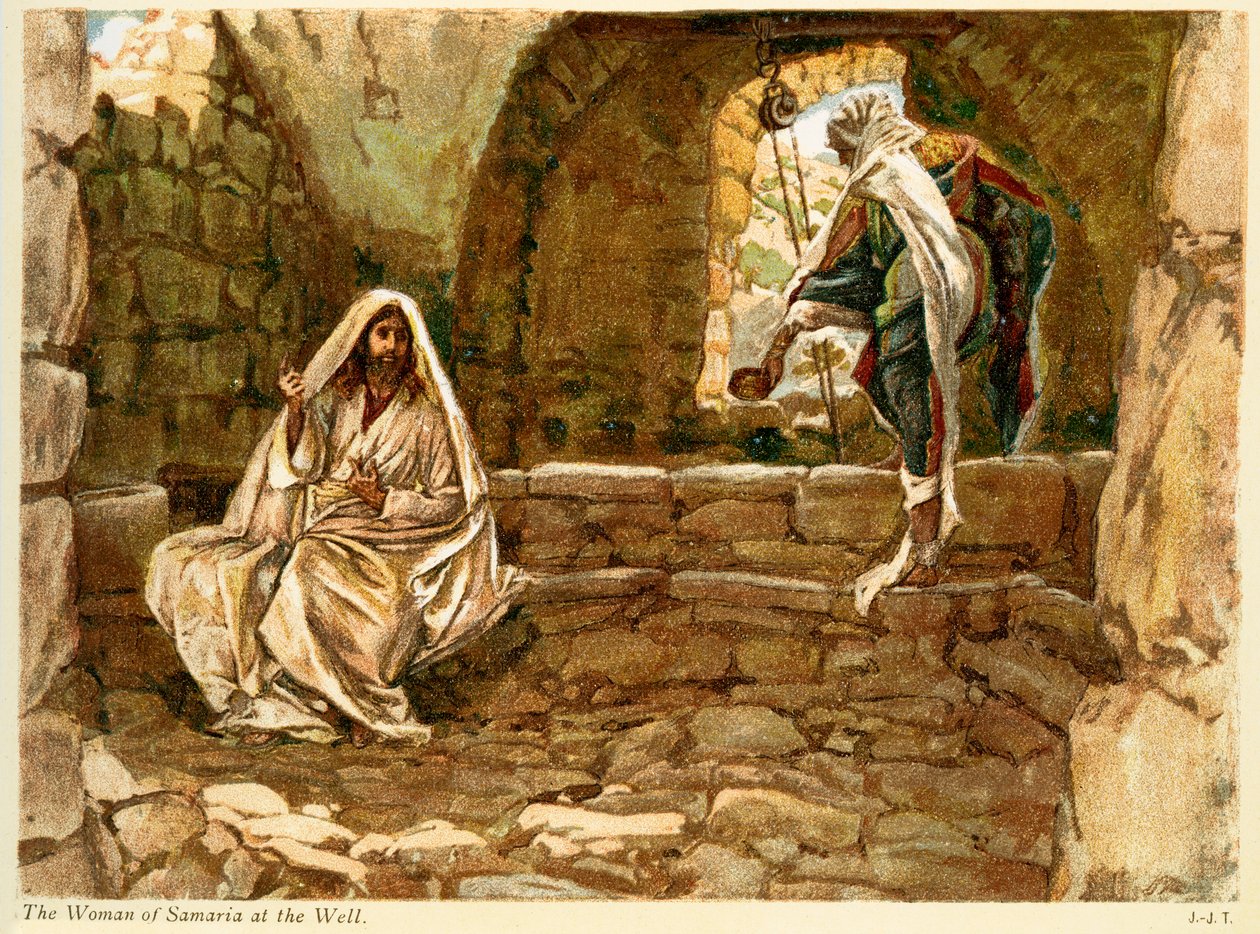 Die Frau von Samaria am Brunnen - Johannes - Bibel von James Jacques Joseph after Tissot