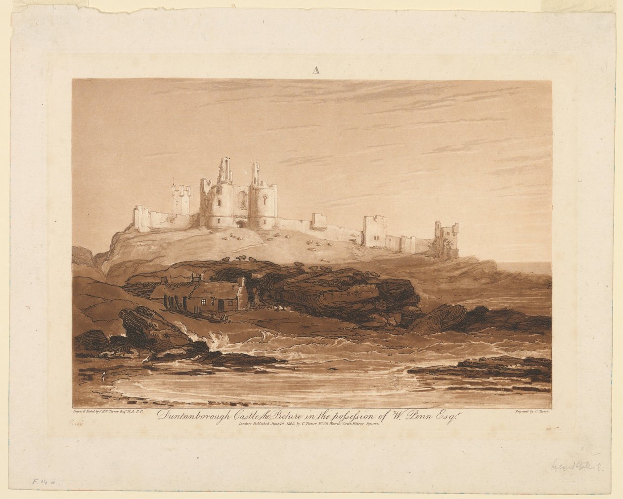 Dunstanburgh Castle, aus "Liber Studiorum," Teil III von James Mallord William Turner