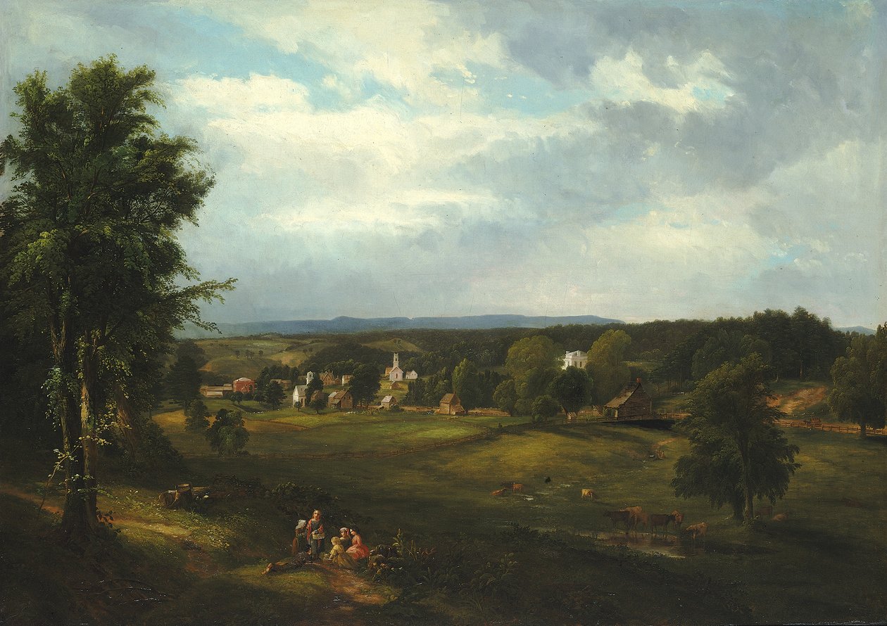 Dorfszene in der Nähe von Albany, New York, 1850 von James McDougal Hart