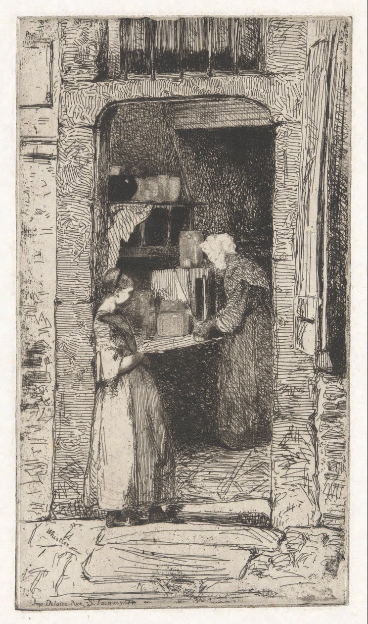 Die Senfverkäuferin, aus der französischen Serie (Douze Eaux-Fortes d) von James Abbott McNeill Whistler