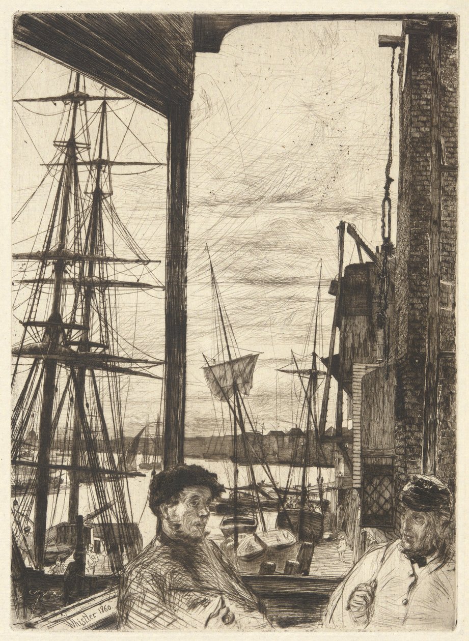 Rotherhithe (Wapping), aus der Thames Set (Eine Serie von Sechzehn Radierungen von Szenen an der Themse und anderen Motiven) von James Abbott McNeill Whistler