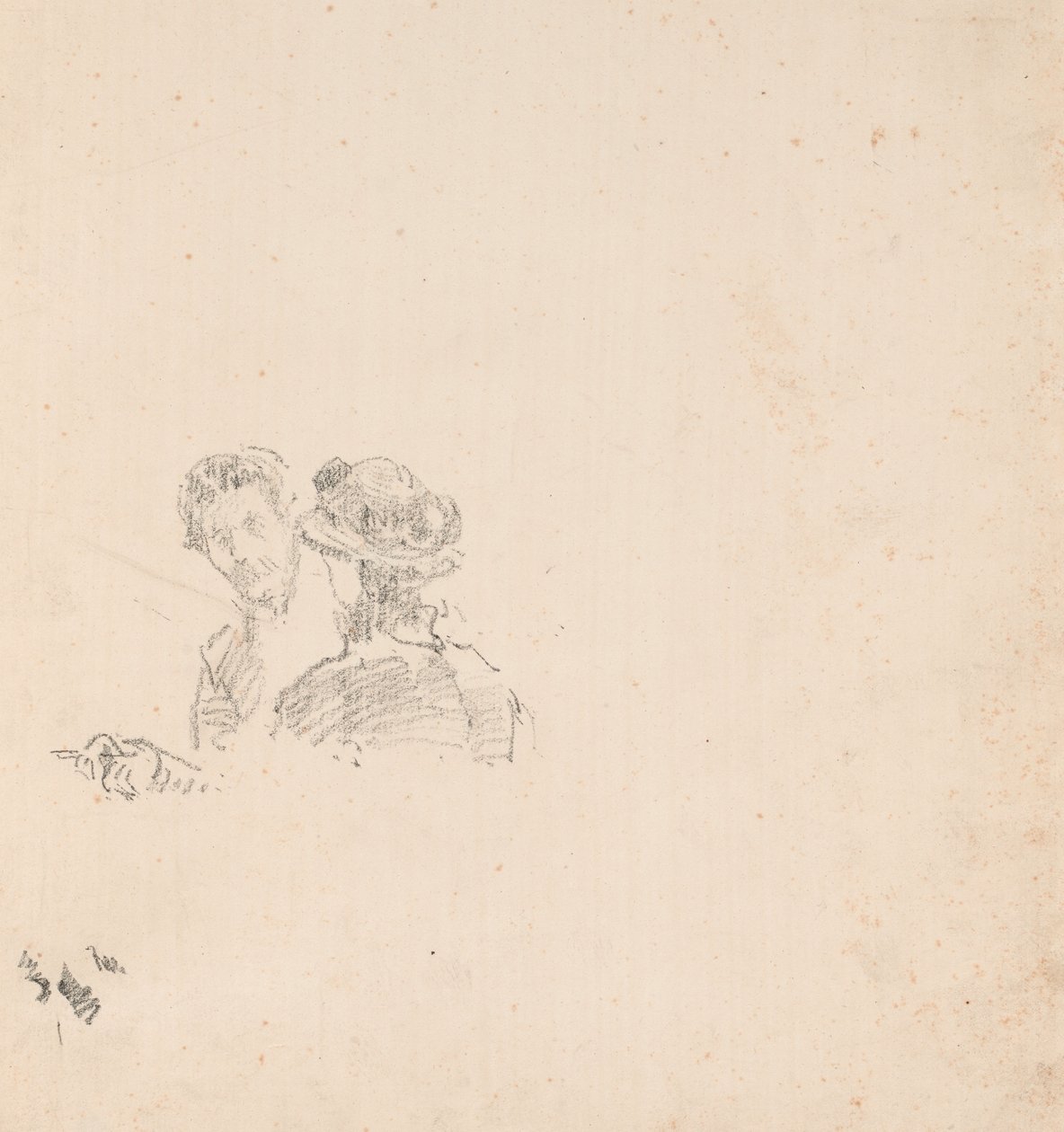 Skizze: Selbstporträt mit Miss R. Birnie Philip von James McNeill Whistler