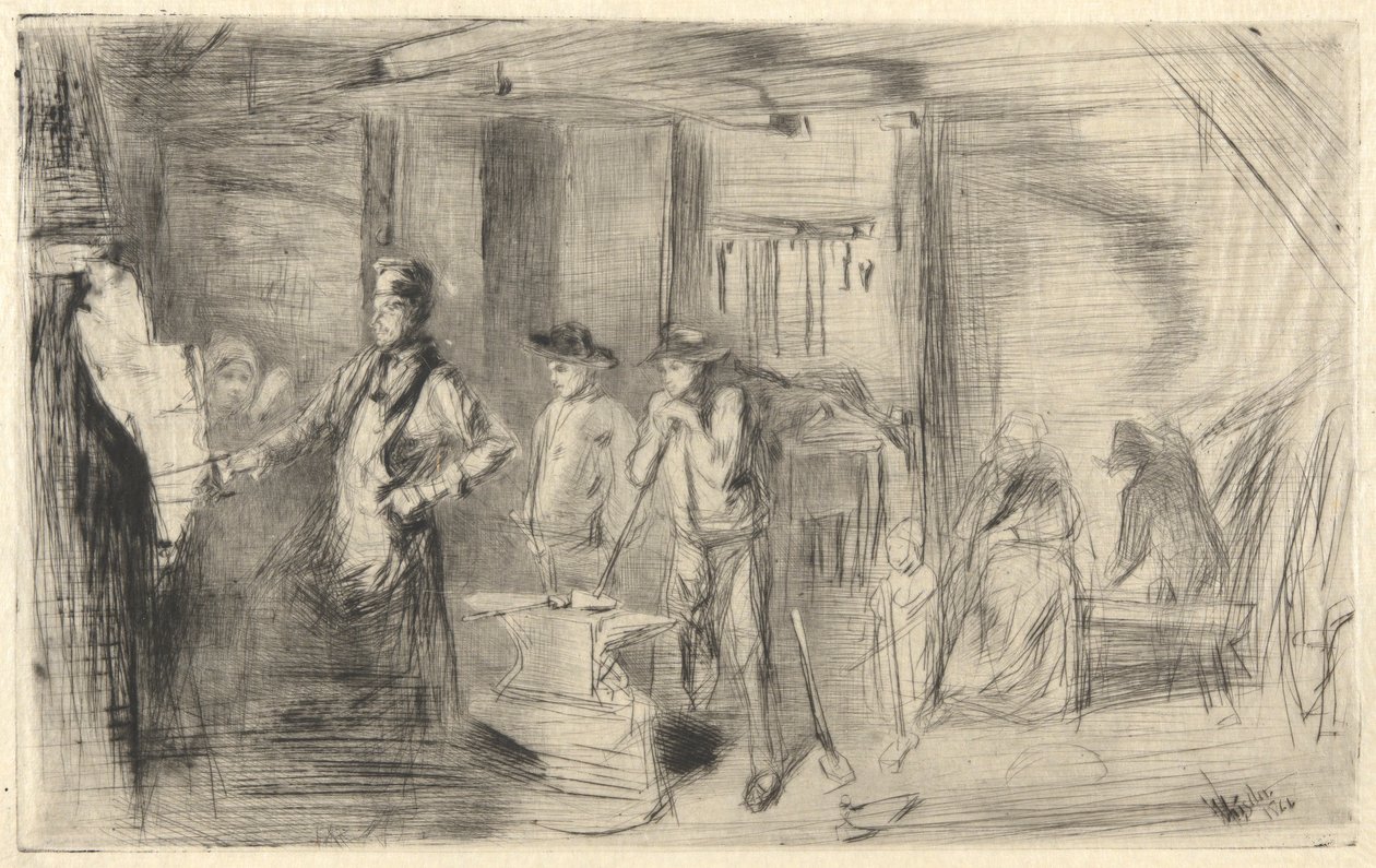 Die Schmiede, aus der Thames-Serie (Eine Serie von sechzehn Radierungen von Szenen an der Themse und anderen Motiven) von James Abbott McNeill Whistler