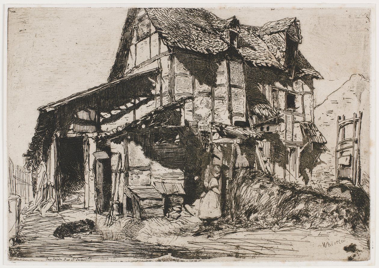 Das unsichere Mietshaus. Eine der zwölf Radierungen aus der Natur (Das französische Set) von James Abbott McNeill Whistler