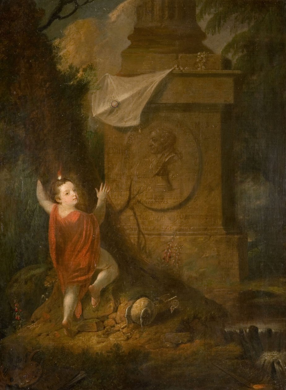 Werbung des Künstlers - Cherub mit Drachen am Denkmal von James Millar