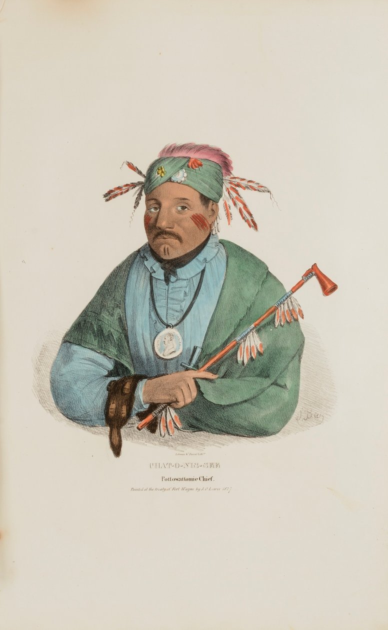 CHAT-O-MIS-SEE; Pottowattomie-Häuptling, aus dem Aboriginal Portfolio von James Otto Lewis