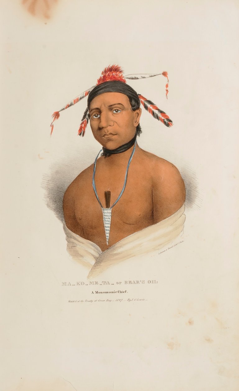 MA-KO-ME-TA oder das Bärenöl; Ein Monomonie-Häuptling, aus The Aboriginal Portfolio von James Otto Lewis