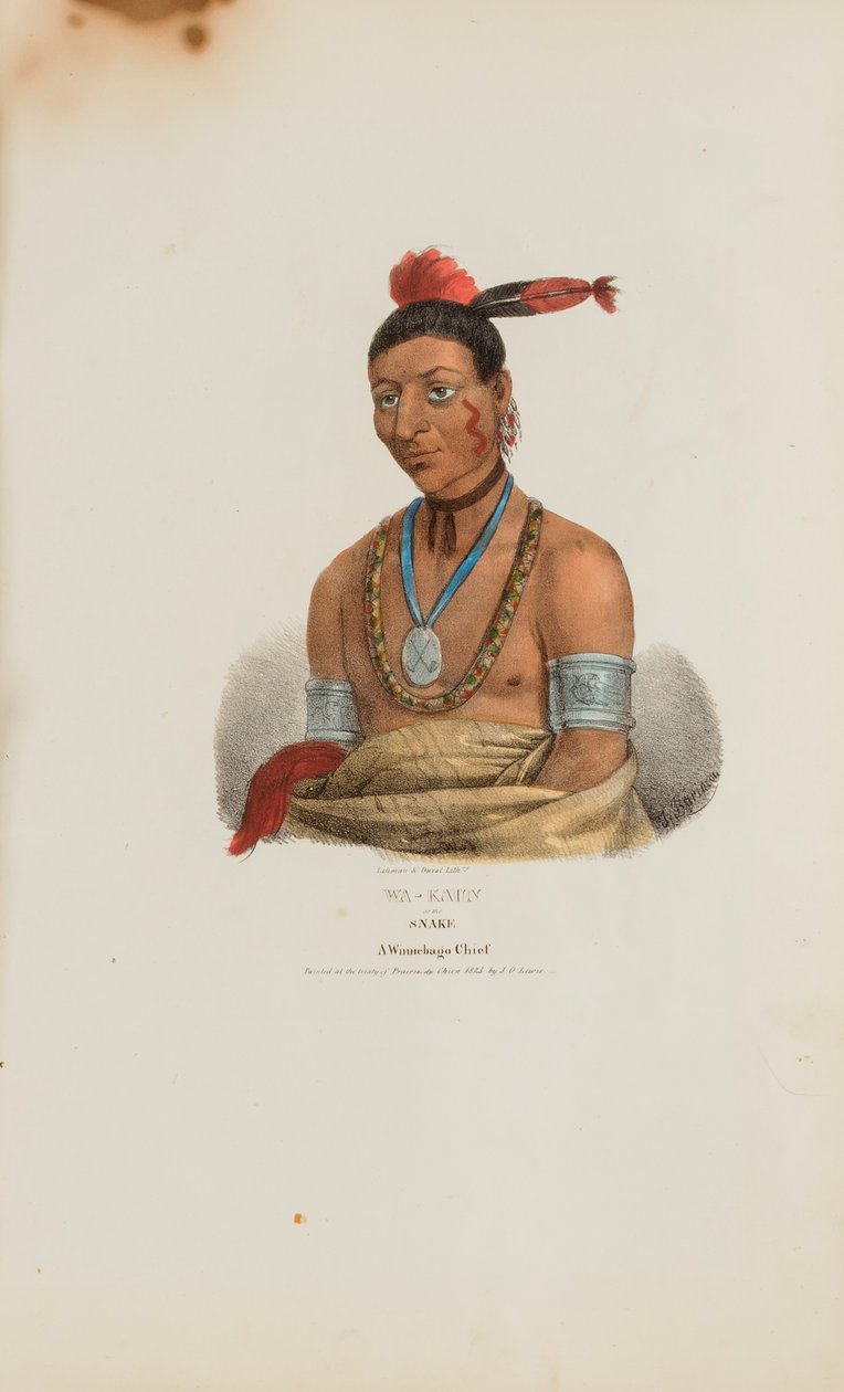 WA-KAUN oder die Schlange; Ein Winnebago-Häuptling, aus The Aboriginal Portfolio von James Otto Lewis