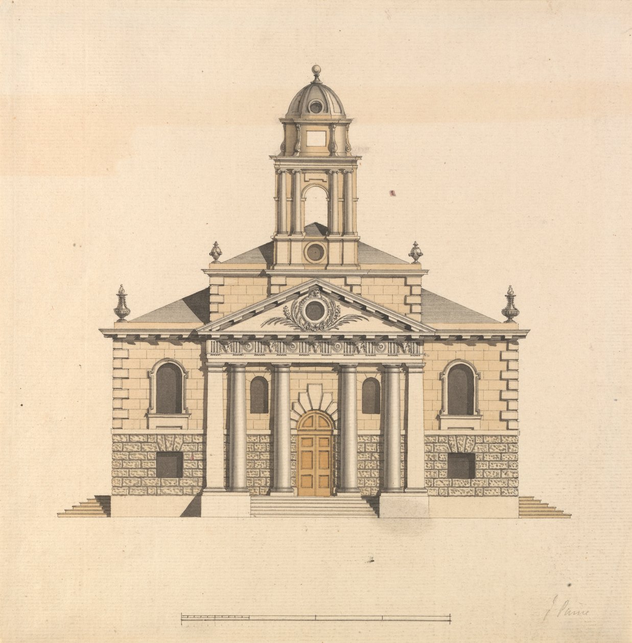 Entwurf für eine Kirche: Ansicht der Westfront von James Paine
