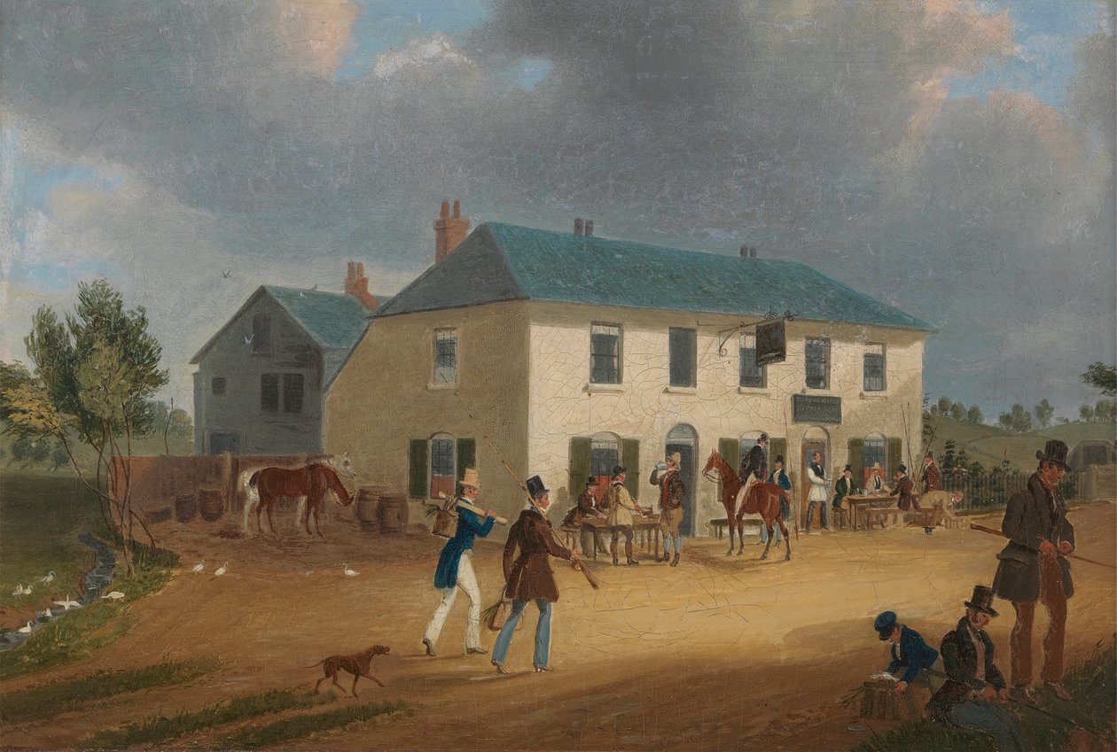 Vor dem Pike and Anchor Inn in Ponders End, Middlesex von James Pollard