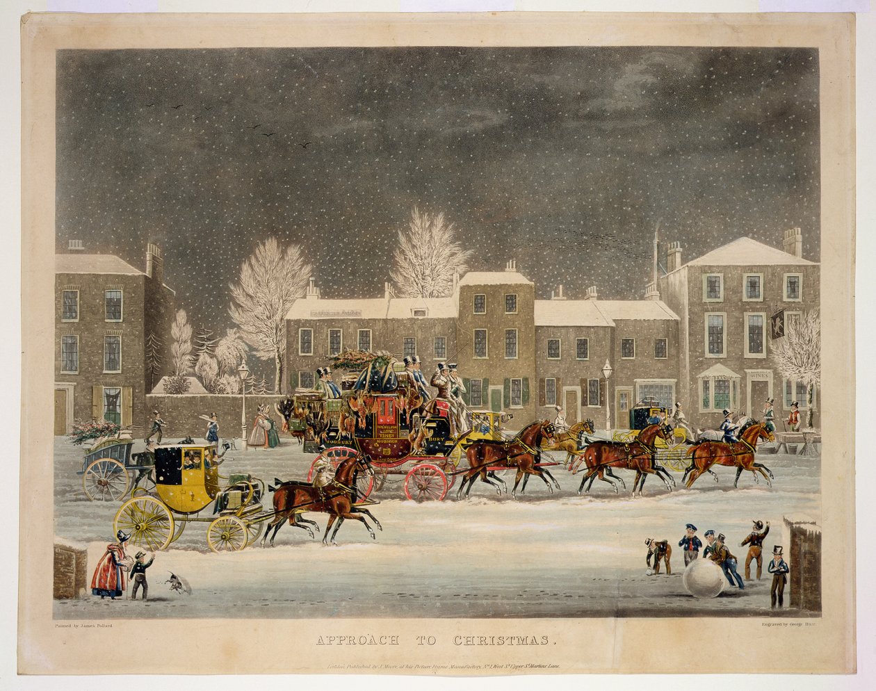 Der Anmarsch zu Weihnachten, graviert von George Hunt von James Pollard