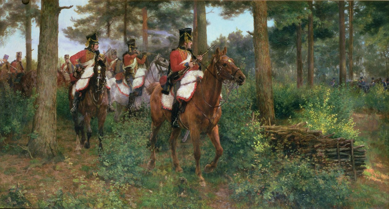 Ein Vorpostengefecht, die 9. Husaren der 1. Armee Napoleons 1806 von James Prinsep Beadle