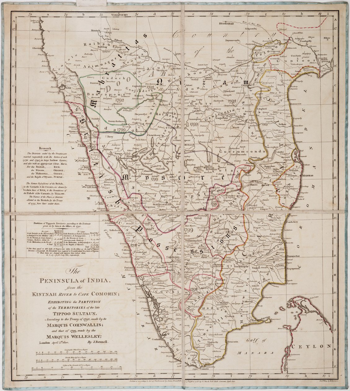Die Halbinsel Indien vom Kistnah-Fluss bis Kap Komorin von James Rennell