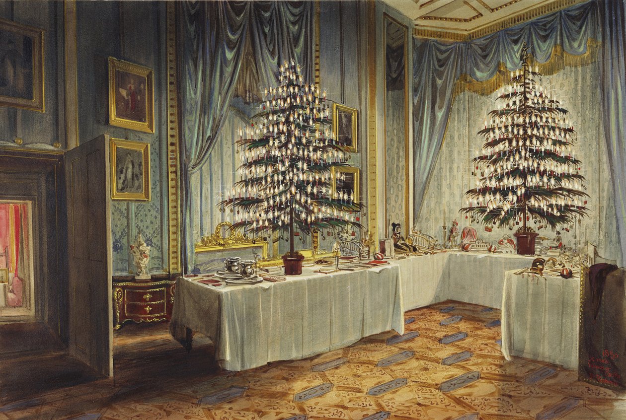 Weihnachtsbäume der Herzogin von Kent und der königlichen Kinder im Windsor Castle, 1850 von James Roberts