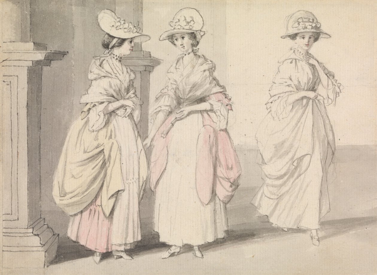 Drei Damen auf einer Terrasse stehend von James Roberts