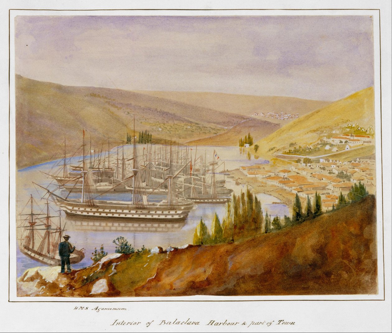 Innenansicht des Hafens von Balaclava und Teil der Stadt von James Robertson