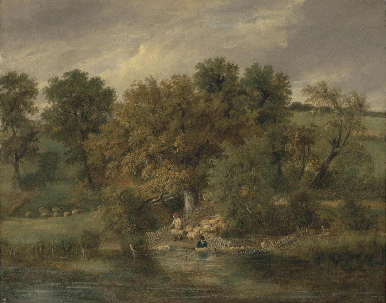 Schafwäsche in Postwick Grove, Norwich, ca. 1822 von James Stark