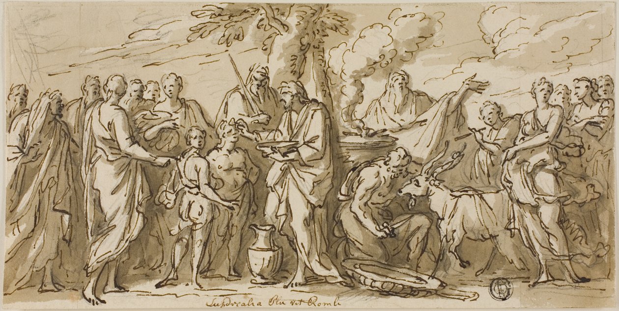 Lupercalia (recto), und Skizzen von Figuren (verso) von James Thornhill