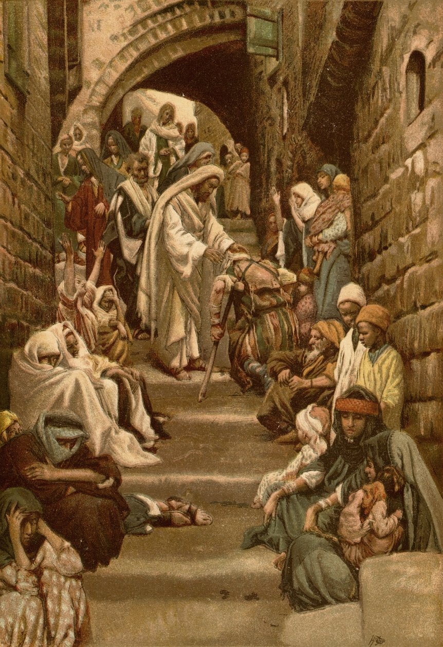 In den Dörfern wurden die Kranken zu ihm gebracht von James Tissot