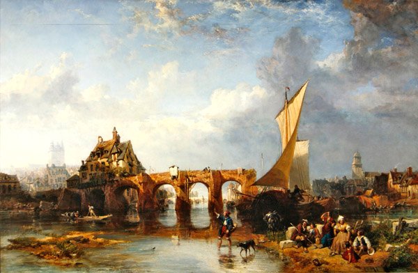 Die Pont des Treilles am Fluss Maine in Angers von James Vivien de Fleury