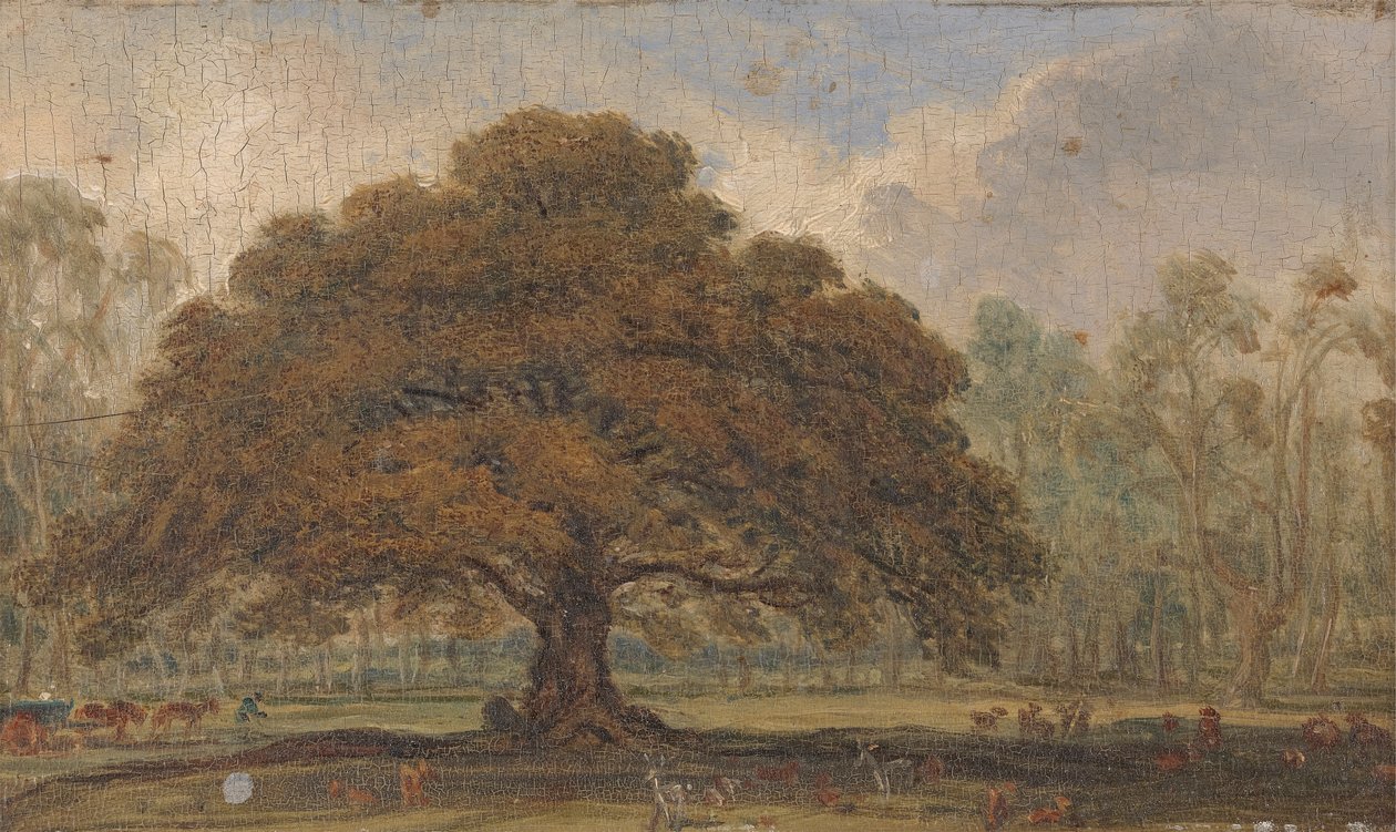 Landschaft mit Hirschen unter der 