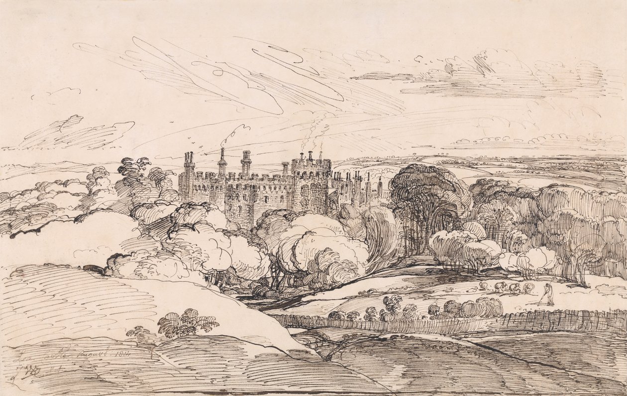 Lea Castle über den Wäldern, 1814 von James Ward