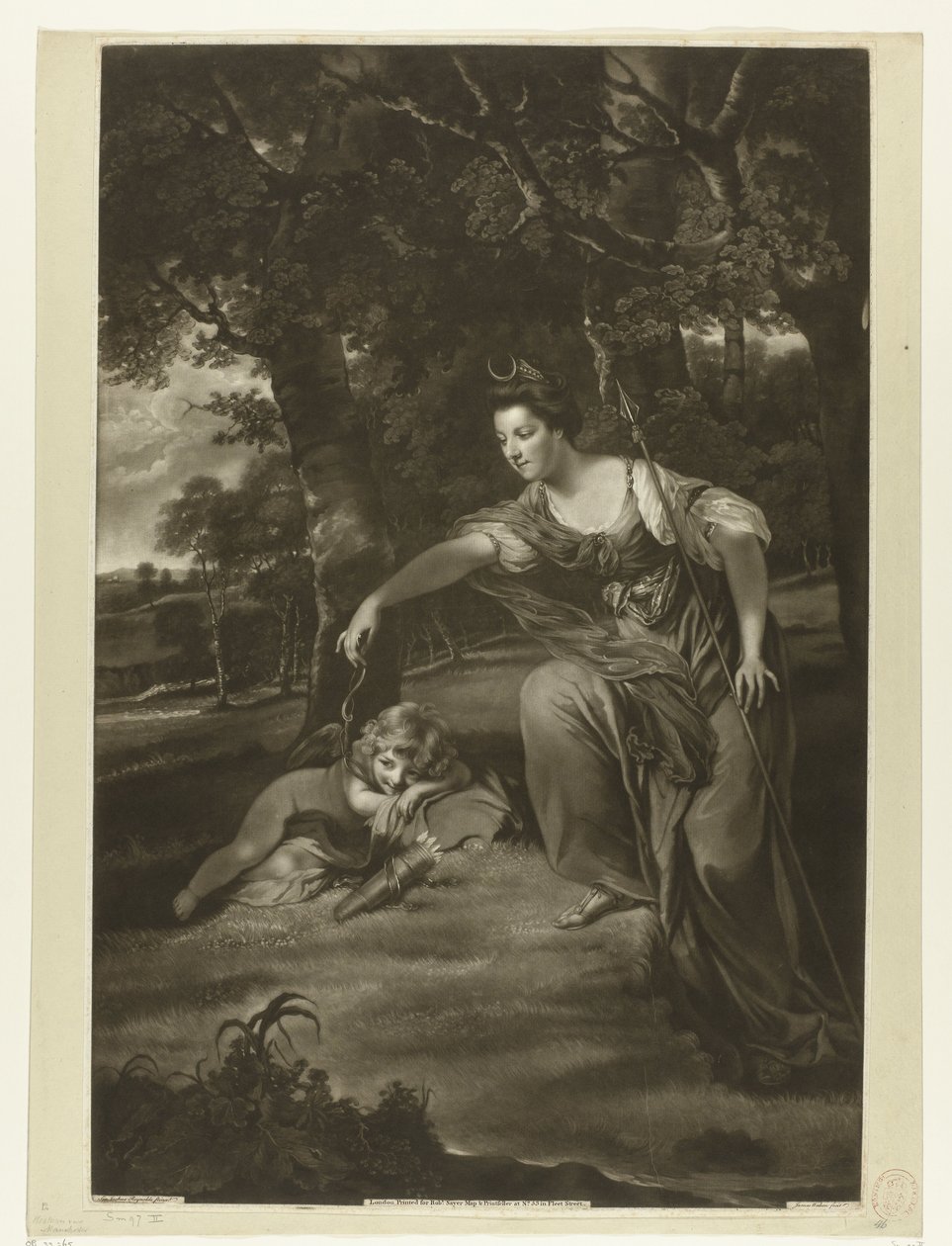 Porträt von Elizabeth Montagu und ihrem Sohn George als Diana und Cupido von James Watson (prentmaker)