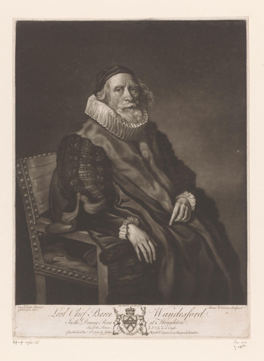 Porträt von Rowland Wandesford von James Watson (prentmaker)