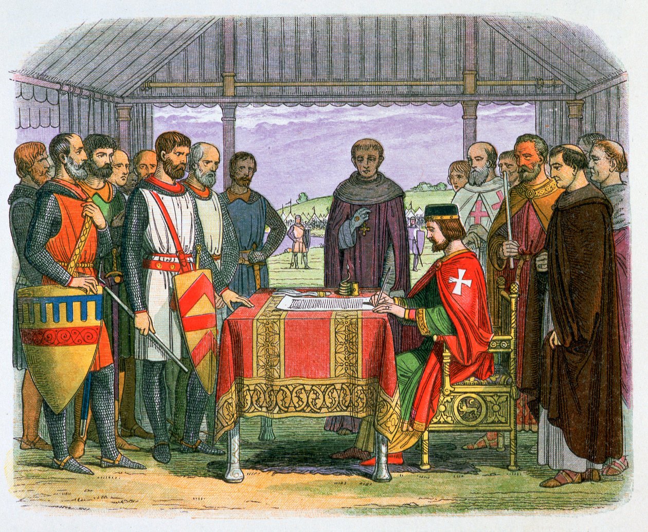 Illustration von König Johann bei der Unterzeichnung der Magna Carta, 19. Jahrhundert von James William Edmund Doyle