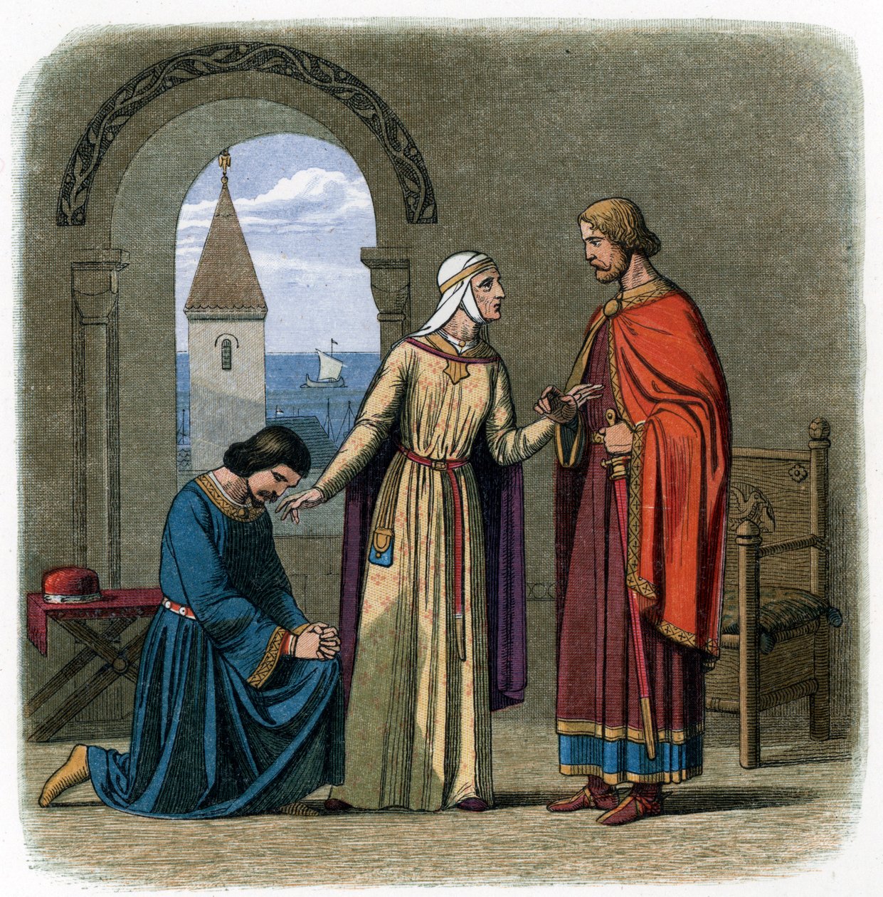 Auf den Rat seiner Mutter, Eleonore von Aquitanien, König Richard I. von James William Edmund Doyle