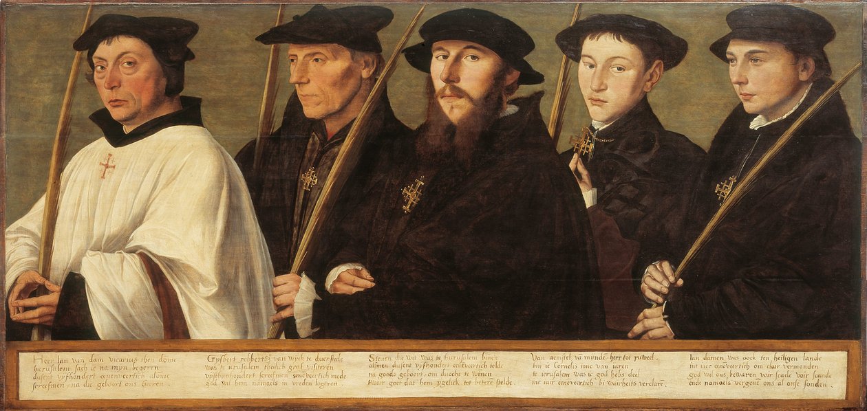 Fünf Mitglieder der Utrechter Bruderschaft der Jerusalem-Pilger von Jan van Scorel