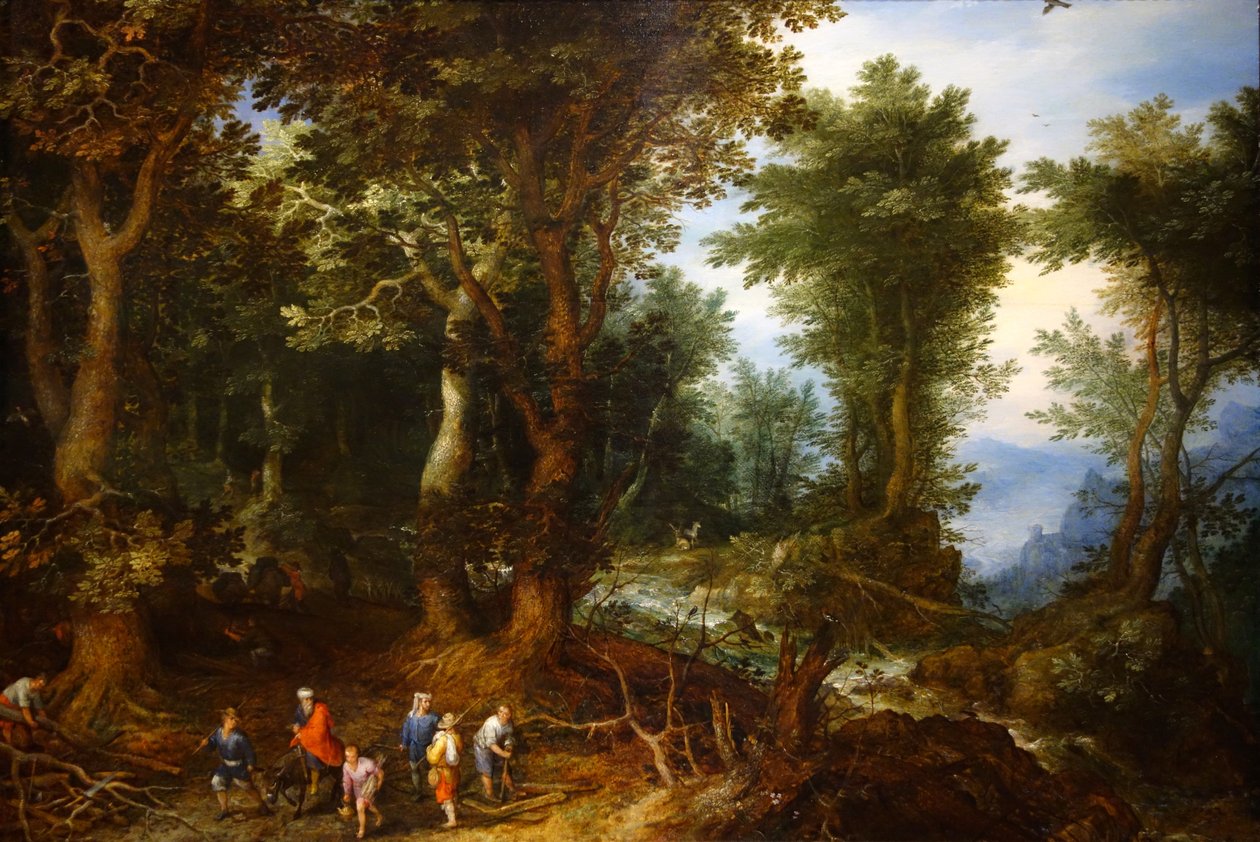 Waldlandschaft mit Abraham und Isaak von Jan the Elder Brueghel