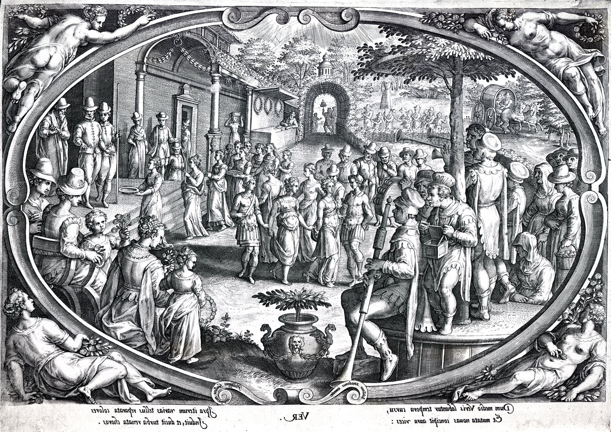 Frühling, graviert von Philip Galle, ca. 1580 von Jan van der Straet
