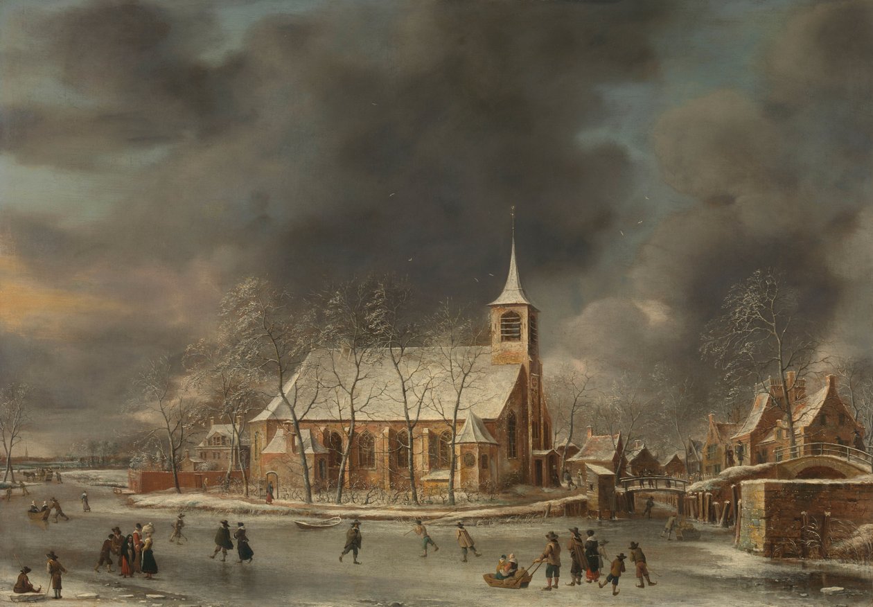 Ansicht der Kirche von Sloten im Winter von Jan Abrahamsz. Beerstraten