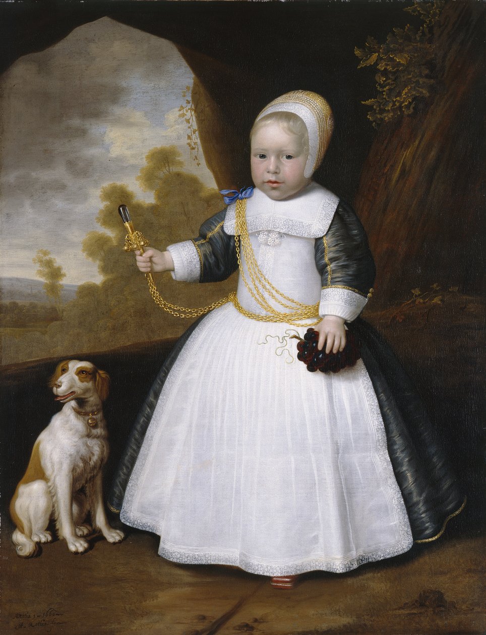 Porträt eines Jungen mit einem Hund von Jan Albertsz Rootius