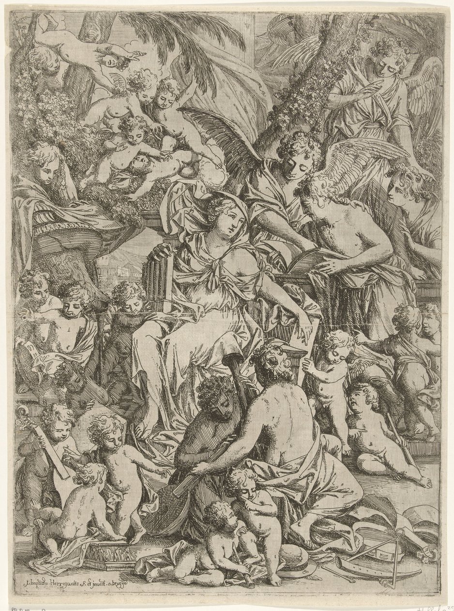 Heilige Cäcilia mit Orgel in der Hand von Jan Baptist Herregouts