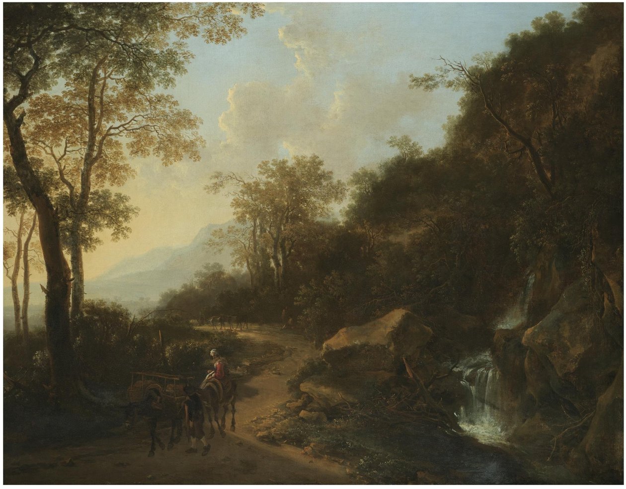 Italienische Landschaft mit Reisenden, die einen Bach überqueren von Jan Both