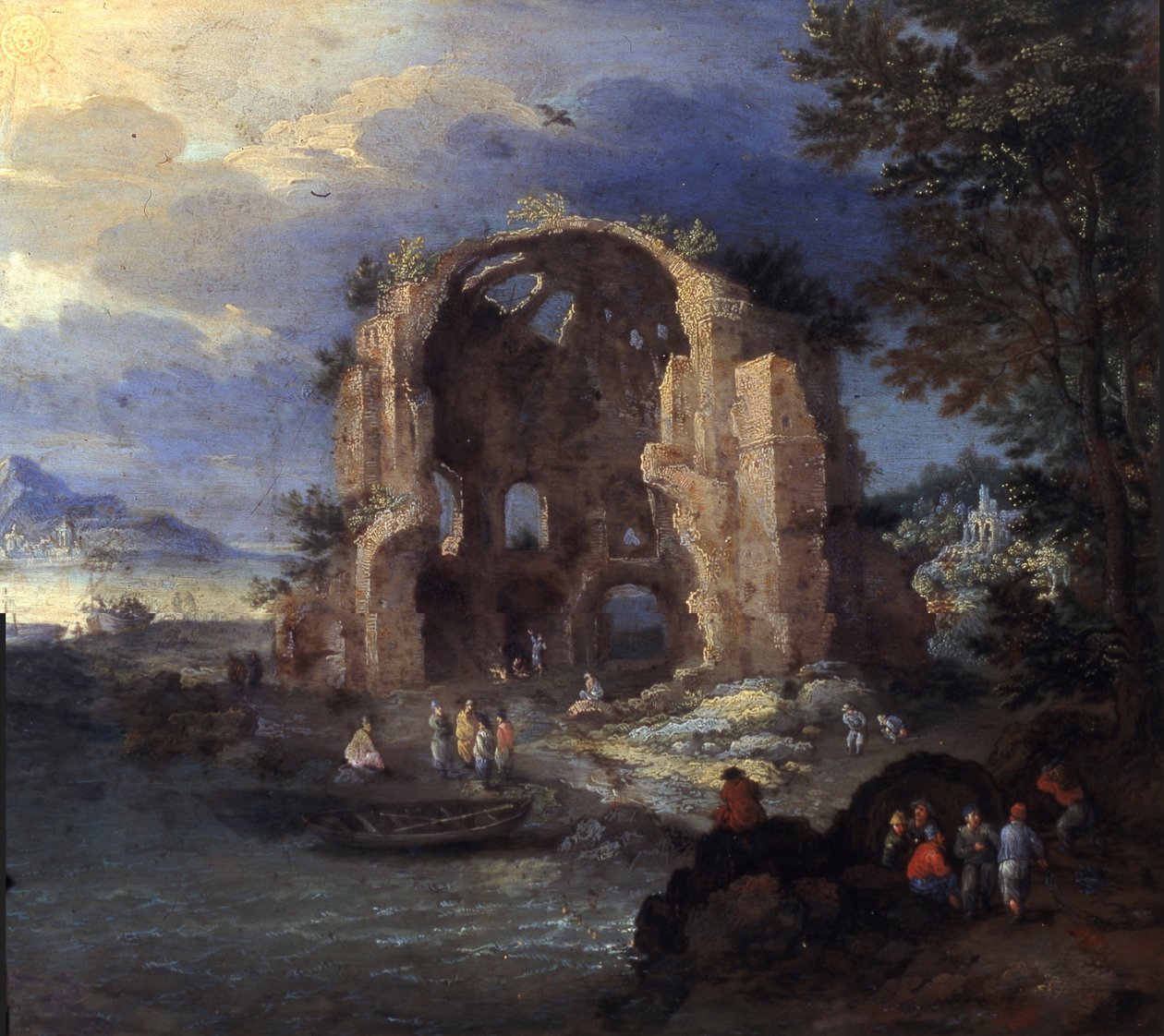 Küstenlandschaft mit Fischern und Ruinen des Tempels der Minerva Medica von Jan Brueghel the Elder