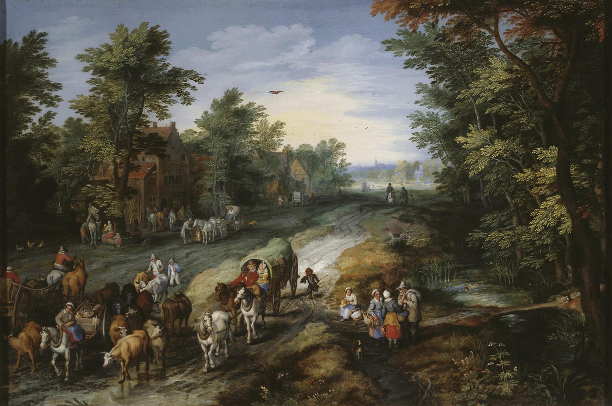 Straße in der Umgebung einer Stadt von Jan Brueghel the Elder