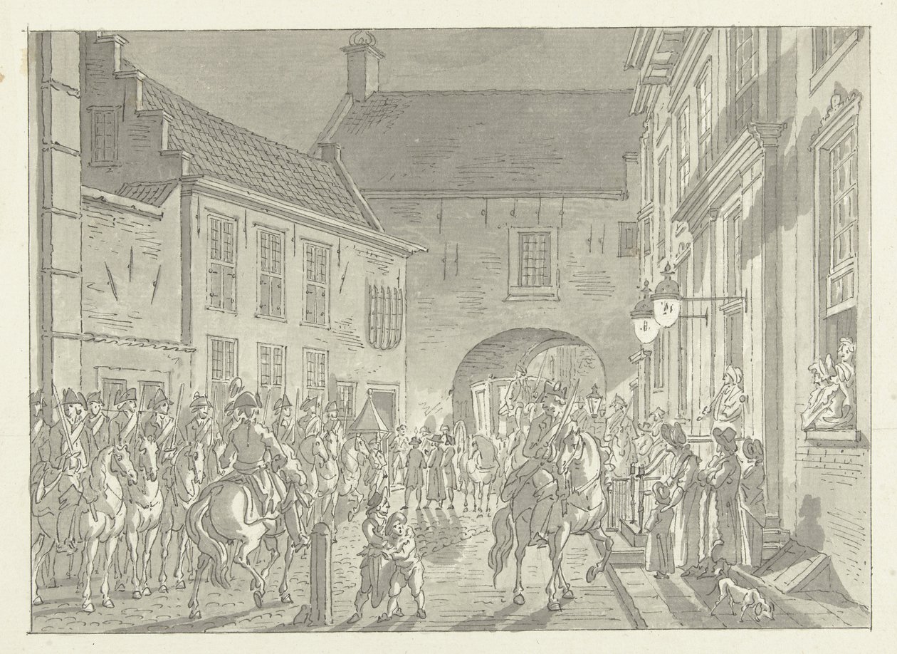 L.P. van de Spiegel zur Gevangenpoort gebracht, 1795 von Jan Bulthuis