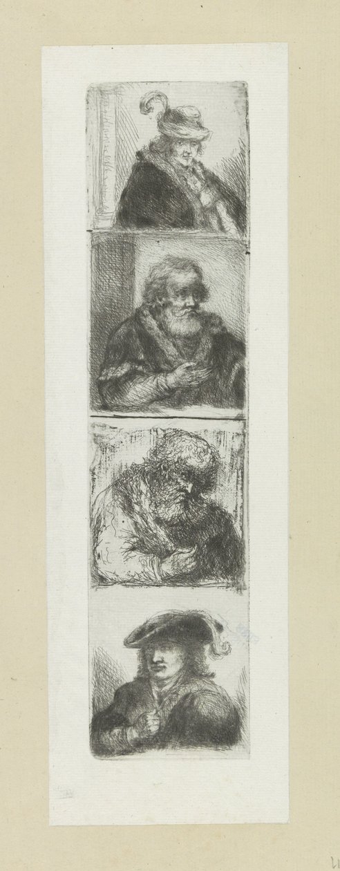 Vier Männerporträts von Jan Chalon