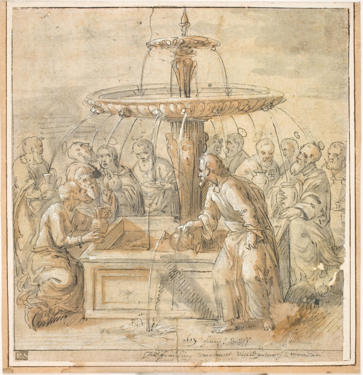Heilige mit Krügen um einen Brunnen von Jan Deys
