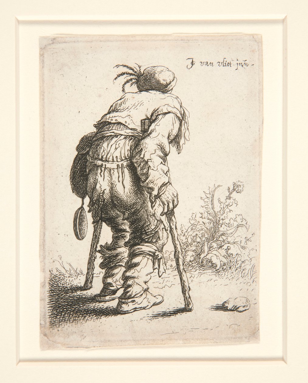 Ein Bettler mit zwei Krücken von Jan Georg van Vliet