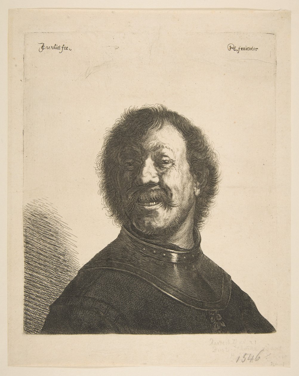 Lachender Mann in einem Harnisch, 1620-40 von Jan Georg van Vliet