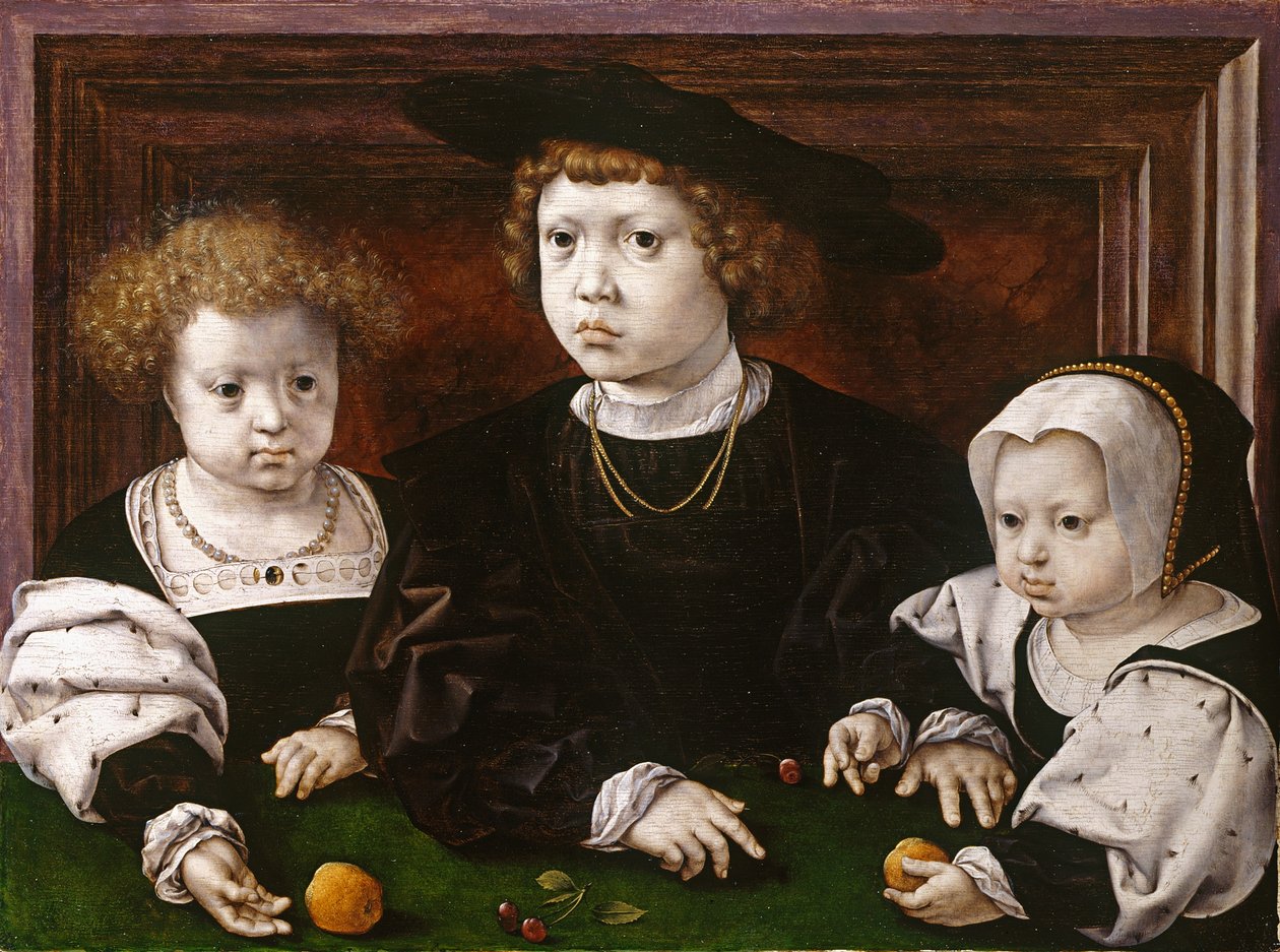 Die drei Kinder von Christian II. von Dänemark (Dorothea, John und Christina) von Jan Gossaert