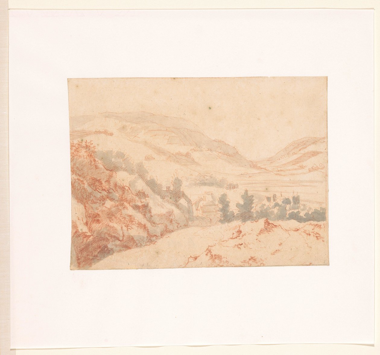 Hügellandschaft mit Blick auf ein Dorf von Jan Griffier (I)